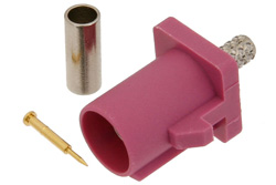 FAKRA Plug Connector Crimp/Solder Attachment for RG174, RG316, RG188, .100 inch, PE-B100, PE-C100, LMR-100, Violet Color