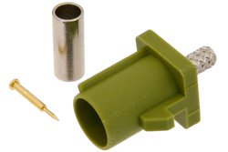 FAKRA Plug Connector Crimp/Solder Attachment for RG174, RG316, RG188, .100 inch, PE-B100, PE-C100, LMR-100, Curry Color
