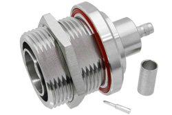 7/16 DIN Female Bulkhead Connector Crimp/Solder Attachment For RG55, RG142, RG223, RG400, 1.161 inch DD Hole