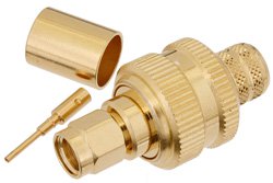 RP SMA Male Connector Crimp/Solder Attachment for PE-C400, PE-B400, PE-B405, LMR-400, LMR-400-DB, LMR-400-UF, 0.400 inch
