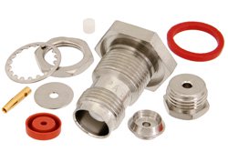 TNC Female Bulkhead Connector Clamp/Solder Attachment For RG178, RG196, .480 inch D Hole