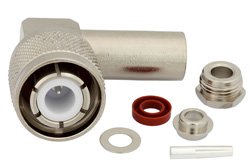 HN Male Right Angle Connector Clamp/Solder Attachment for RG142, RG223, RG400