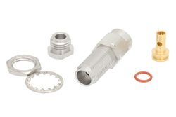 2.4mm Female Bulkhead Mount Connector Clamp/Solder Attachment for PE-SR405AL, PE-SR405FL, PE-SR405FLJ, PE-SR405TN, RG405, .252 inch D Hole