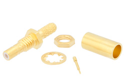 SSMB Jack Bulkhead Connector Crimp/Solder Attachment For RG316-DS, RG188-DS, .126 inch D Hole