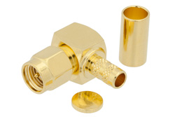 SMA Male Right Angle Connector Crimp/Solder Attachment for PE-C200, LMR-200