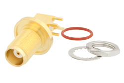 TNC Female Right Angle Bulkhead Mount Connector Solder Attachment Surface Mount PCB, IP67 Rated