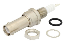 SHV Jack Bulkhead Mount Hermetically Sealed Connector Solder Attachment Solder Cup Terminal, .350 inch D Hole