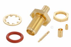 RP-SMA Female Bulkhead Mount Connector Crimp/Solder Attachment for RG196, RG178