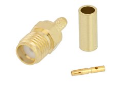SMA Female Connector Crimp/Solder Attachment for RG316, RG174, LMR-100, RG188, PE-B100, PE-C100, 0.100 inch