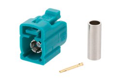 FAKRA Jack Connector Crimp/Solder Attachment for RG316-DS, RG188-DS, Water Blue Color