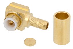 MMBX卡扣式直角插头连接器，压接/焊接附件，适用于RG316、RG174，带公头中心触点