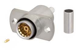 BMA滑入式插孔连接器，压接/焊接附件，2孔法兰安装，适用于RG316、RG188、RG174、LMR-100A、PE-C100-LSZH