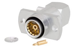 BMA滑入式插孔直角连接器，焊接附件，2孔法兰安装，适用于RG405、PE-SR405AL、PE-SR405FL、PE-SR405FLJ