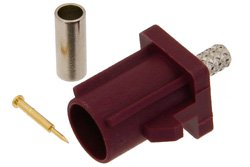 FAKRA Plug Connector Crimp/Solder Attachment for RG174, RG316, RG188, .100 inch, PE-B100, PE-C100, LMR-100, Bordeaux Color