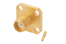 SMA Female Connector Solder Attachment 4 Hole Flange Mount for PE-047SR, PE-SR047AL, PE-SR047FL, .340 inch Hole Spacing