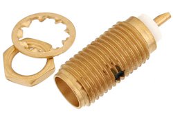 SMA Female Bulkhead Mount Connector Solder Attachment Solder Cup Terminal, .250 inch Diameter