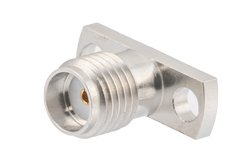 SMA母头现场可更换连接器，2孔法兰，Pin 0.012英寸，孔距0.400英寸，带金属环