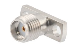 SMA母头现场可更换连接器，2孔法兰，Pin 0.02英寸，孔距0.400英寸，带金属环