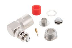 SHV plug clamp right angle for RG214