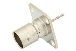 75 Ohm BNC Female Connector Solder Attachment 4 Hole Flange Turret Terminal, .531 inch Hole Spacing