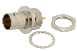75 Ohm BNC Female Bulkhead Mount Isolated Ground Connector Solder Attachment Solder Cup Terminal, .480 inch D Hole