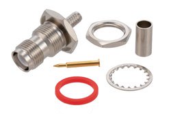 RP TNC Female Bulkhead Connector Crimp/Solder Attachment For RG58, .480 inch D Hole