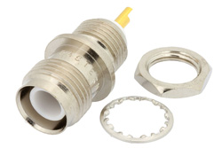 RP TNC Female Bulkhead Mount Connector Solder Attachment Solder Cup Terminal, .410 inch D Hole