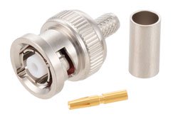 RP BNC Male Connector Crimp/Solder Attachment for RG58, RG303, RG141, PE-C195, PE-P195, LMR-195, 0.195 inch