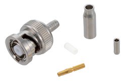 RP BNC Male Connector Crimp/Solder Attachment for RG174, RG316, RG188, LMR-100, PE-B100, PE-C100, 0.100 inch