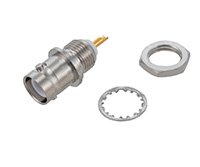 RP BNC Female Bulkhead Mount Connector Solder Attachment Solder Cup Terminal, .410 inch D Hole
