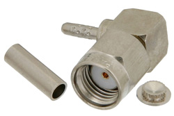 RP SMA Male Right Angle Connector Crimp/Solder Attachment For RG178, RG196