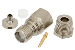 RP SMA Female Connector Clamp/Solder Attachment for RG174, RG316, RG188, PE-B100, PE-C100, 0.100 inch, LMR-100