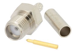 RP SMA Female Connector Crimp/Solder Attachment for RG174, RG316, RG188, PE-B100, PE-C100, 0.100 inch, LMR-100