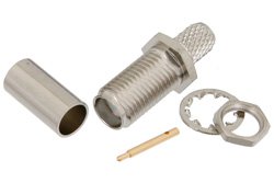 RP SMA Female Bulkhead Connector Crimp/Solder Attachment For RG58, .235 inch D Hole