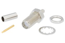 RP SMA Female Bulkhead Connector Crimp/Solder Attachment For RG174, RG316, RG188, .235 inch D Hole