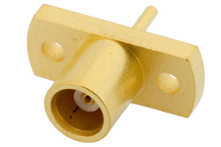MCX Jack Connector Solder Attachment 2 Hole Flange Mount Solder Cup Terminal, .328 inch Hole Spacing