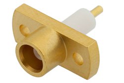MCX Jack Connector Solder Attachment 2 Hole Flange Mount Pin Terminal, .328 inch Hole Spacing