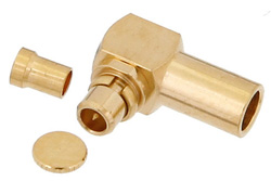 MMCX Plug Right Angle Connector Crimp/Solder Attachment for RG178, RG196