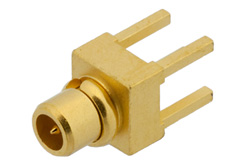 MMCX Plug Connector Solder Attachment Thru Hole PCB, .100 inch x .031 inch Hole Spacing