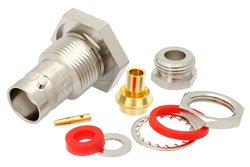 BNC Female Bulkhead Connector Clamp/Solder Attachment For PE-SR402AL, PE-SR402FL, RG402