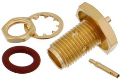 SMA Female Bulkhead Mount Connector Solder Attachment for PE-020SR, .235 inch D Hole
