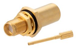 SMA Female Bulkhead Mount Connector Solder Attachment for PE-SR401AL, PE-SR401FL, RG401, .235 inch D Hole