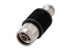 6 dB Fixed Attenuator, N Male to N Female Black Anodized Aluminum Heatsink Body Rated to 10 Watts Up to 18 GHz