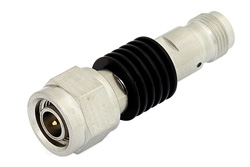 10 dB Fixed Attenuator, TNC Male to TNC Female Black Anodized Aluminum Heatsink Body Rated to 5 Watts Up to 18 GHz