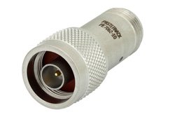 10 dB DC Bias Attenuator, N Male to N Female Passivated Stainless Steel Body Rated to 2 Watts from 500 MHz to 2 GHz