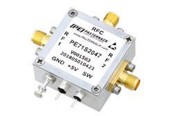 单刀双掷 PIN 二极管开关，工作频率为 30 MHz 到 530 MHz ，高达 5 瓦（+37 dBm）， SMA