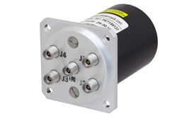 SP4T Electromechanical Relay Normally Open Switch, DC to 40 GHz, 3W, 28V, Indicators, TTL, Diodes, 2.92mm