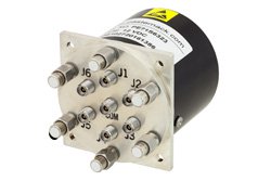 SP6T Electromechanical Relay Latching Switch, Terminated, DC to 40 GHz, 3W, 12V Self Cut Off, TTL, Indicators, Reset, 2.92mm