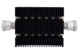 30 dB Fixed Attenuator, 7/16 DIN Female To 7/16 DIN Female Directional Black Anodized Aluminum Heatsink Body Rated To 100 Watts Up To 6 GHz