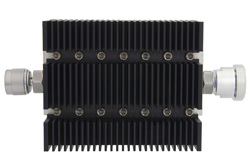 60 dB Fixed Attenuator, N Male To 7/16 DIN Female Directional Black Anodized Aluminum Heatsink Body Rated To 100 Watts Up To 6 GHz
